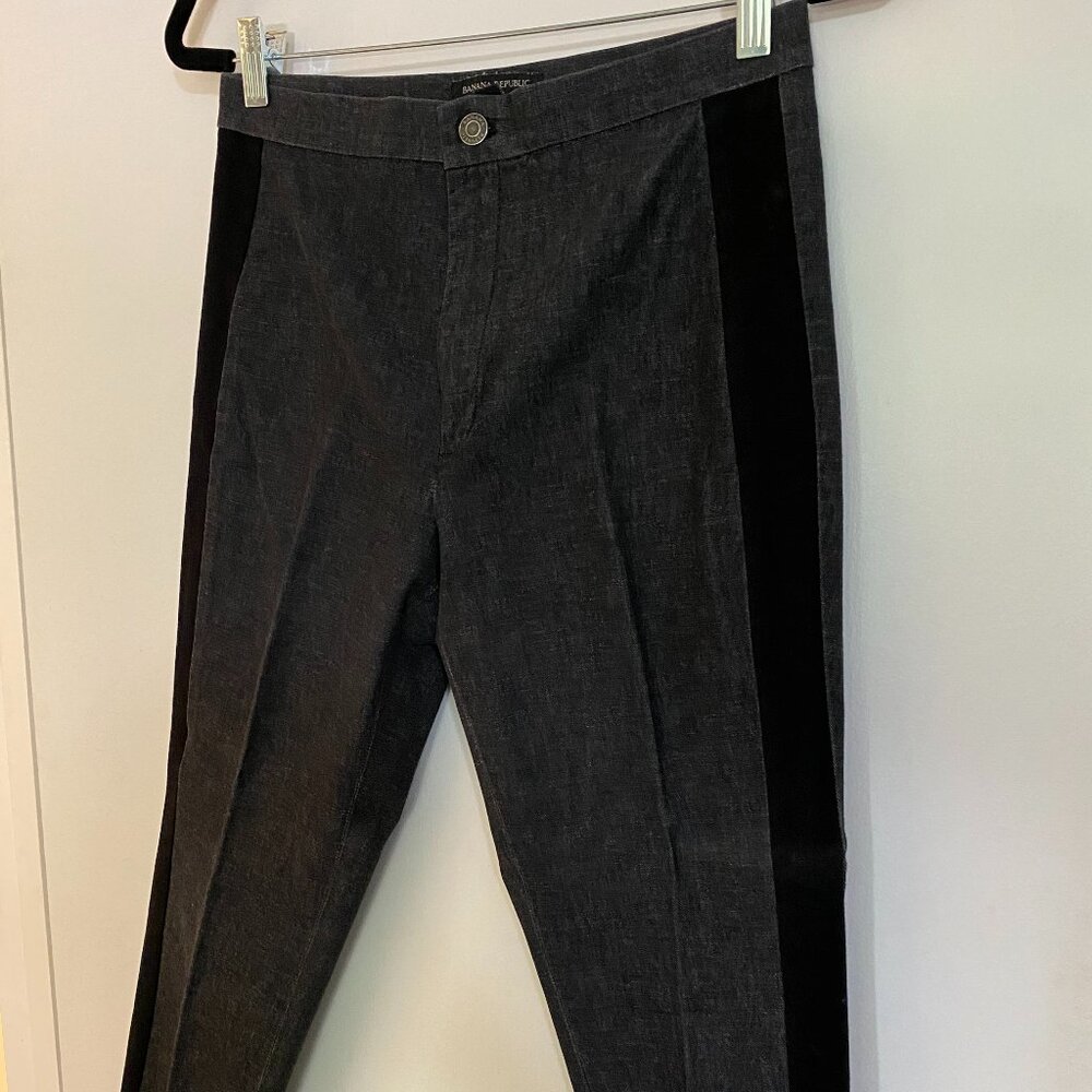 Banana Republic Gray slim pants with black tuxedo stripe